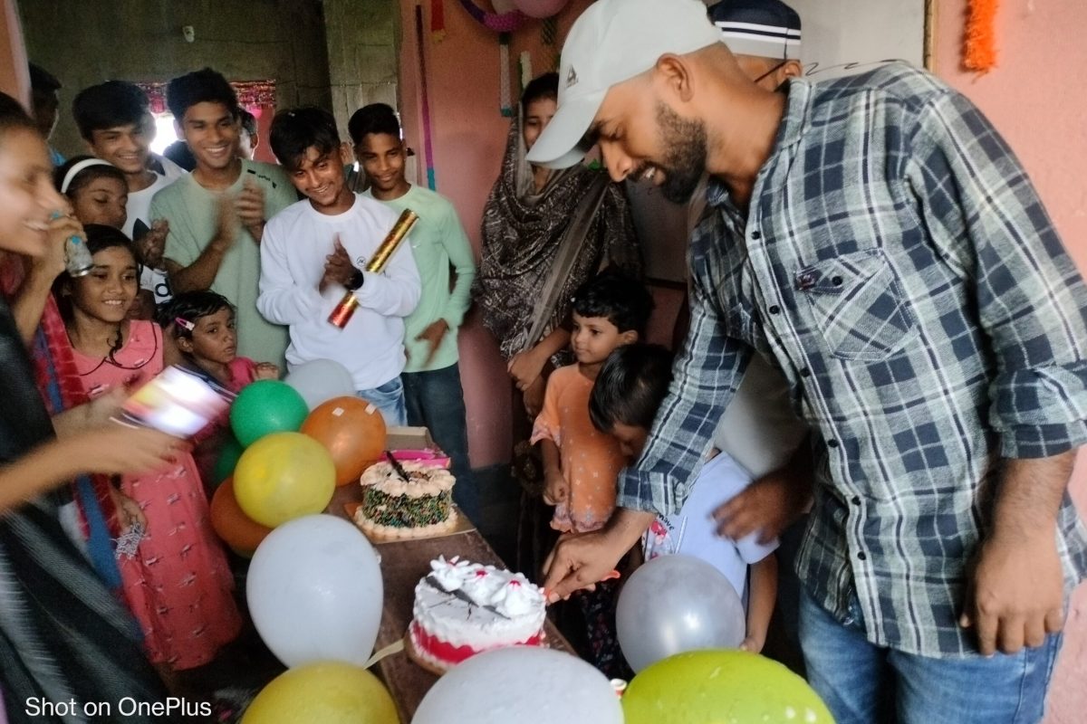 Mr. Ataullah sir celebrates Teachers' Day by cutting cake with his students. 2023